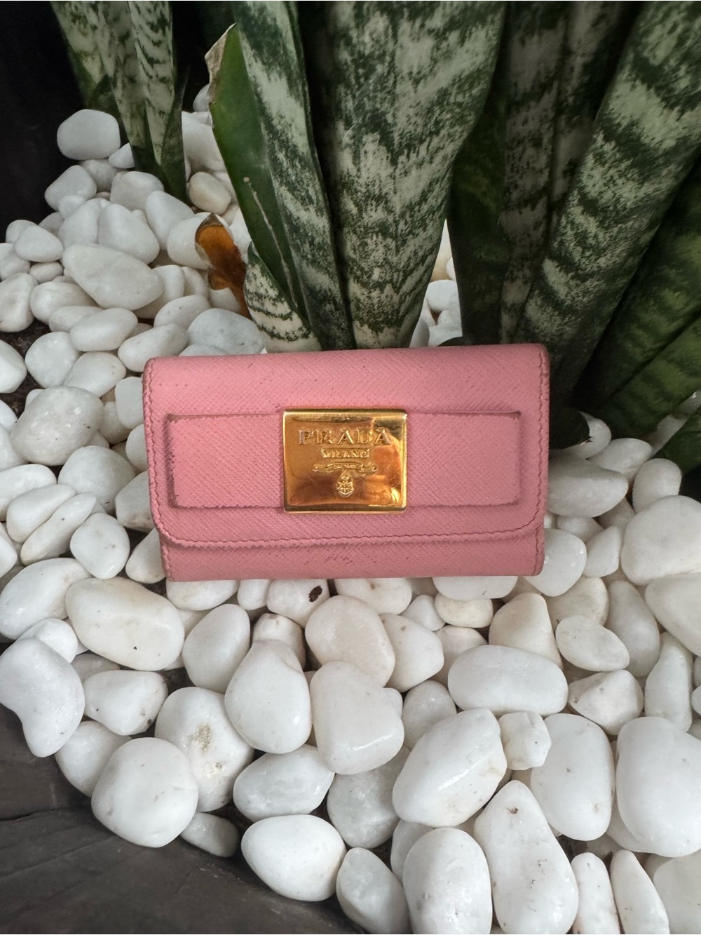 Prada Saffiano Leather 6-Key Holder Wallet Pink Made in Italy
